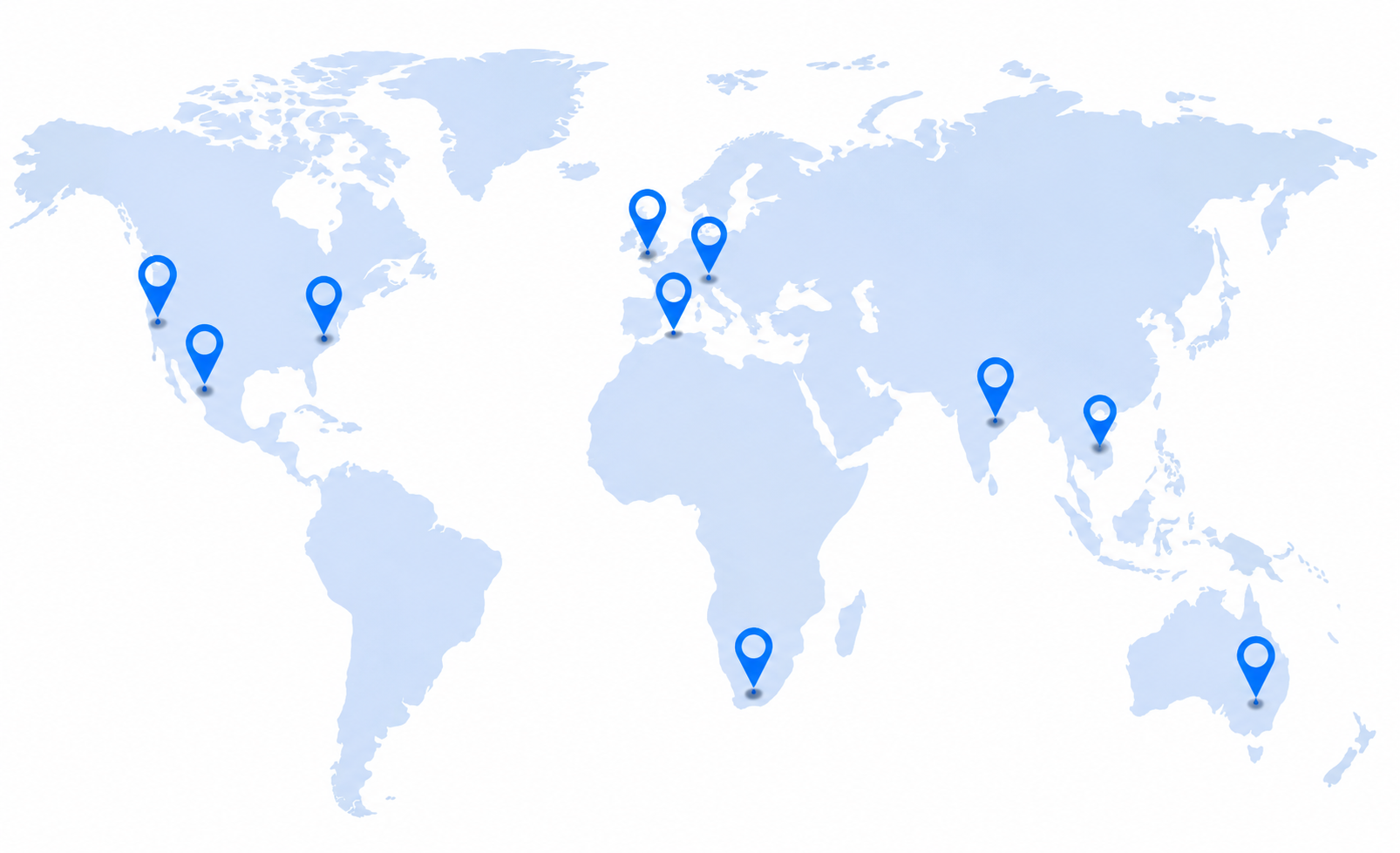 Map showing international project locations